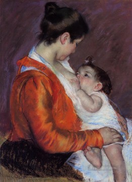 María Cassatt Painting - Louise amamantando a su hijo madres hijos Mary Cassatt